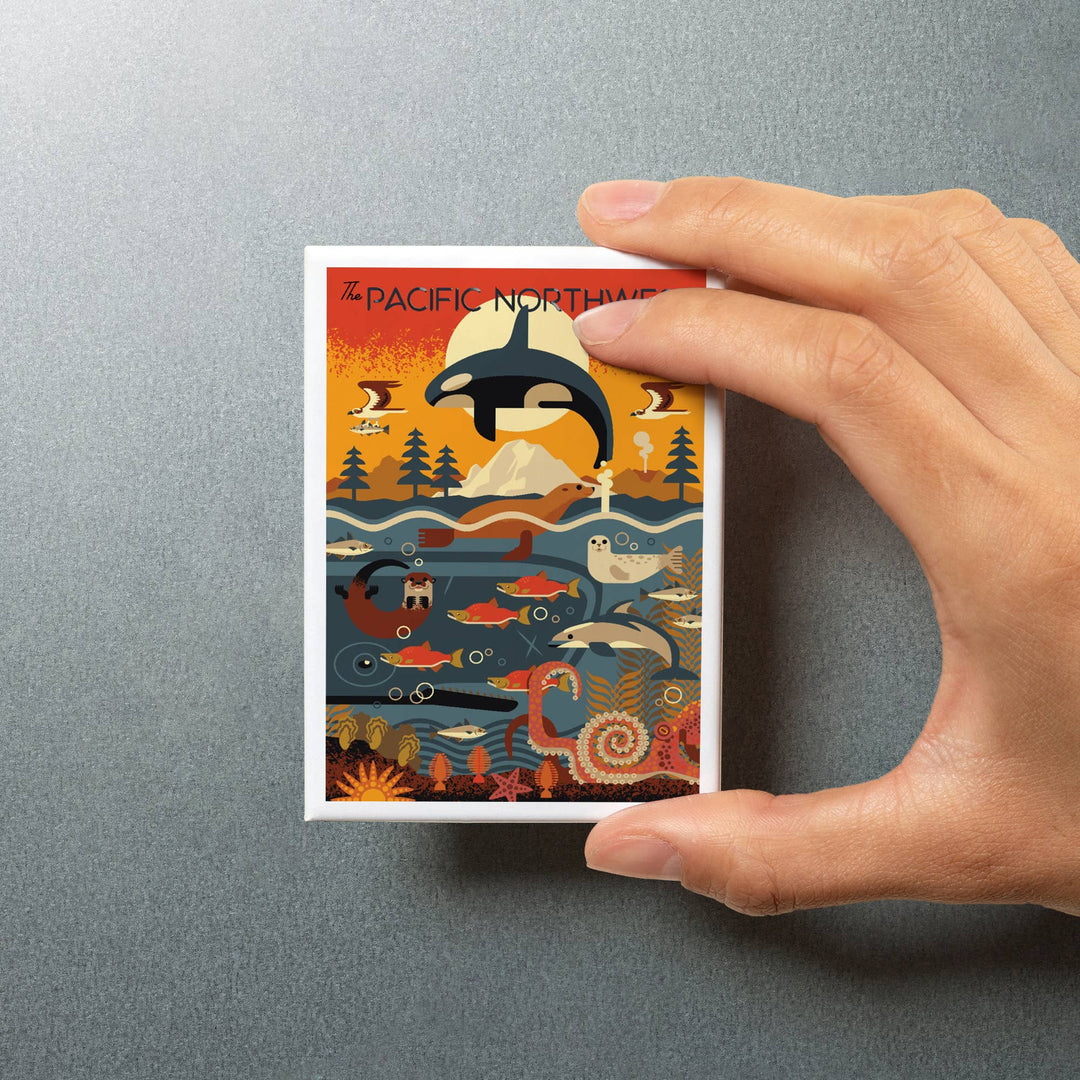 Lantern Press Gifts Magnet Pacific Northwest Marine Animals Geometric