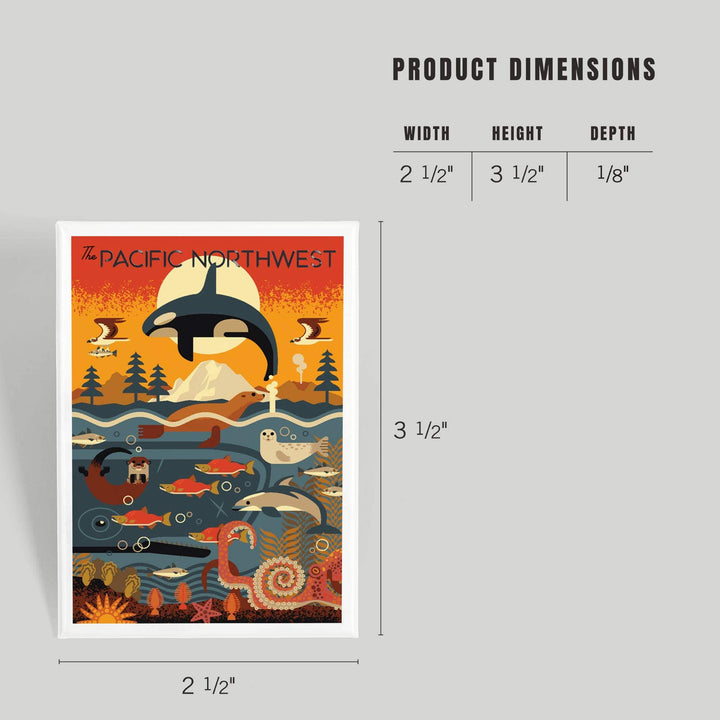 Lantern Press Gifts Magnet Pacific Northwest Marine Animals Geometric