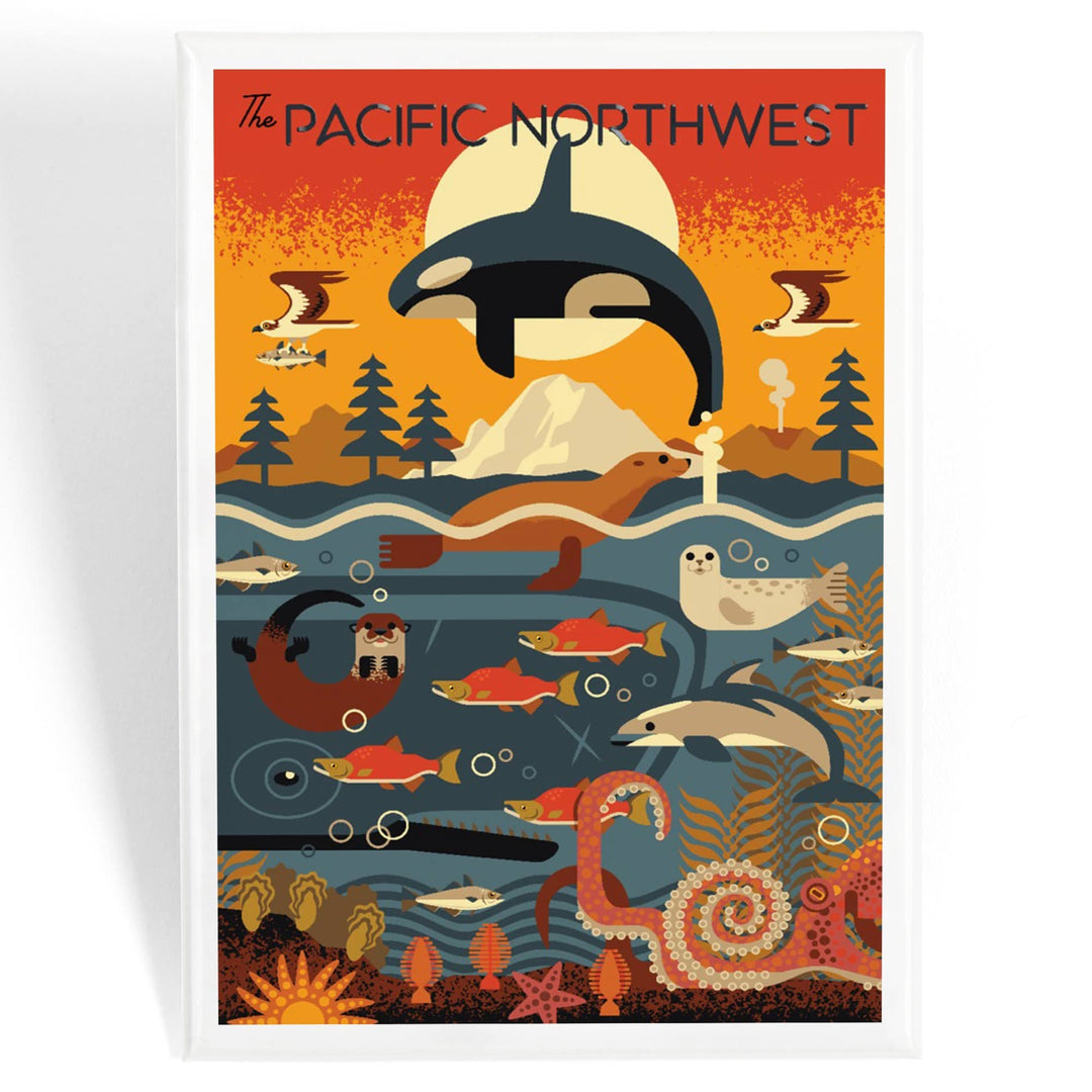 Lantern Press Gifts Magnet Pacific Northwest Marine Animals Geometric