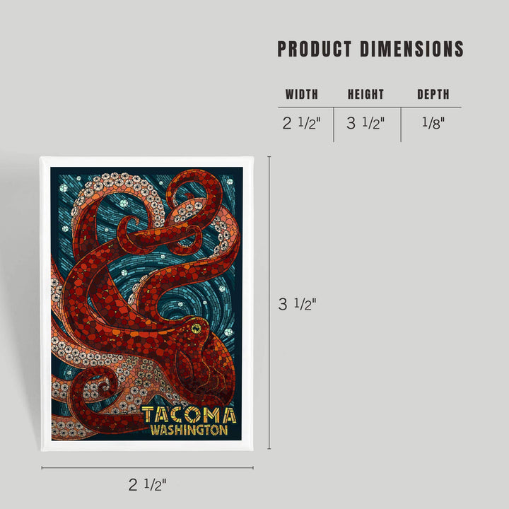 Lantern Press Gifts Magnet Tacoma, Washington, Octopus, Mosaic