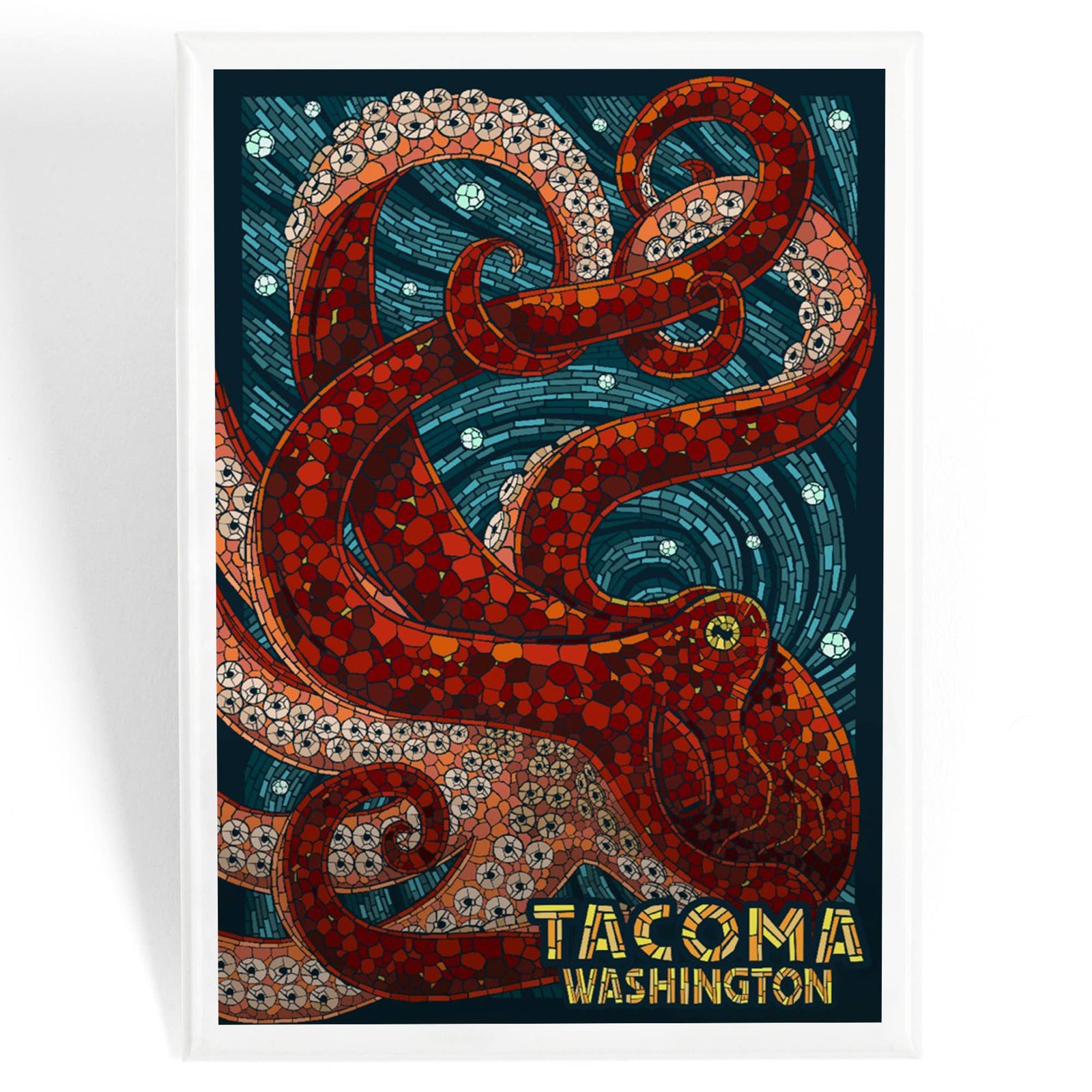 Lantern Press Gifts Magnet Tacoma, Washington, Octopus, Mosaic