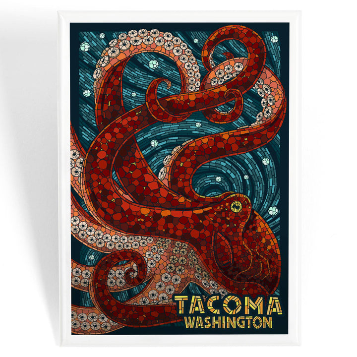 Lantern Press Gifts Magnet Tacoma, Washington, Octopus, Mosaic