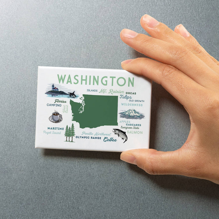 Lantern Press Gifts Magnet Washington, Typography &amp; Icons