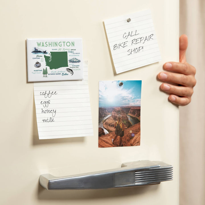 Lantern Press Gifts Magnet Washington, Typography &amp; Icons