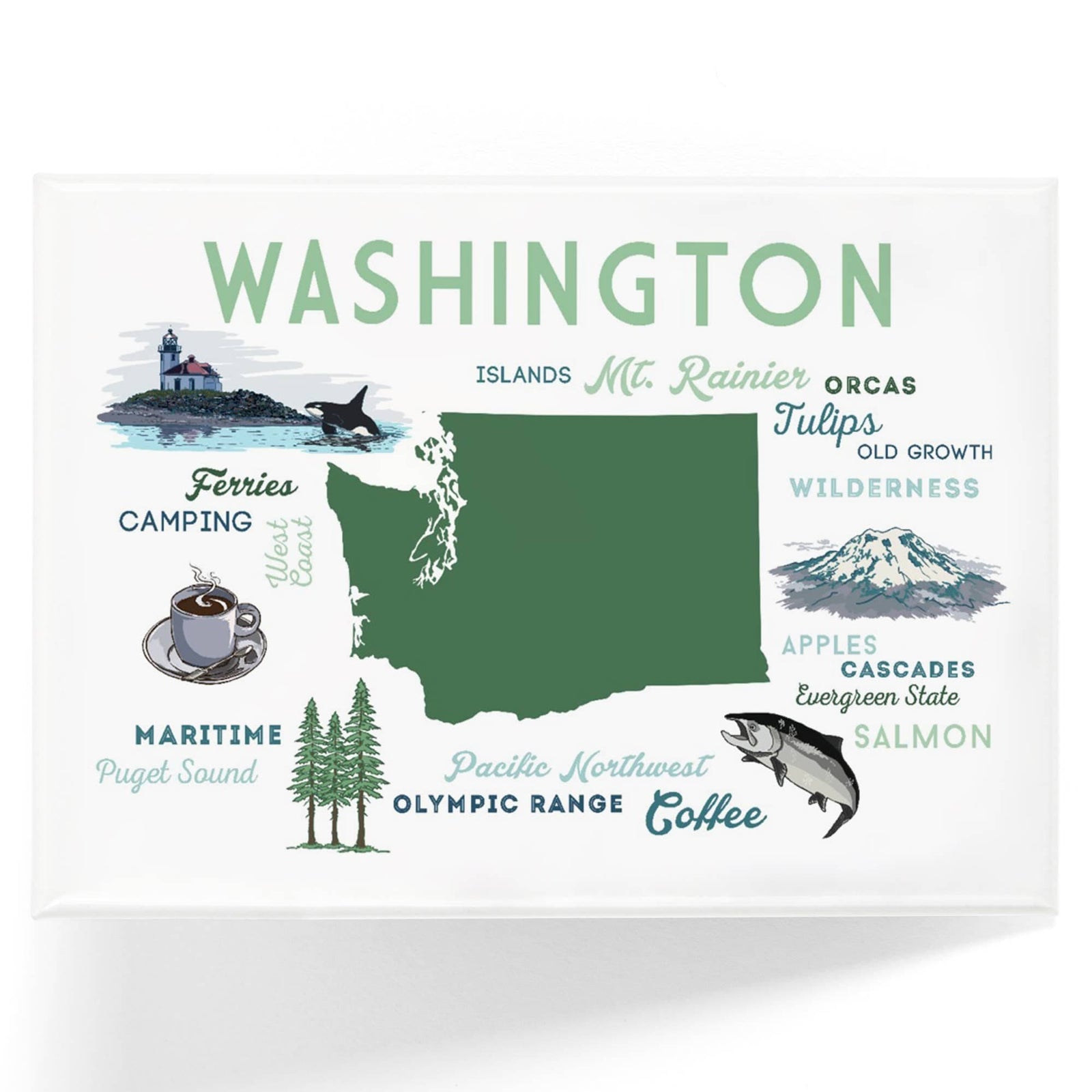 Lantern Press Gifts Magnet Washington, Typography & Icons
