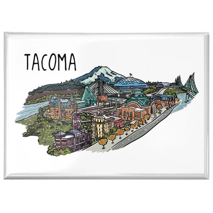 Lantern Press Magnet Tacoma, Washington, Line Drawing Magnet