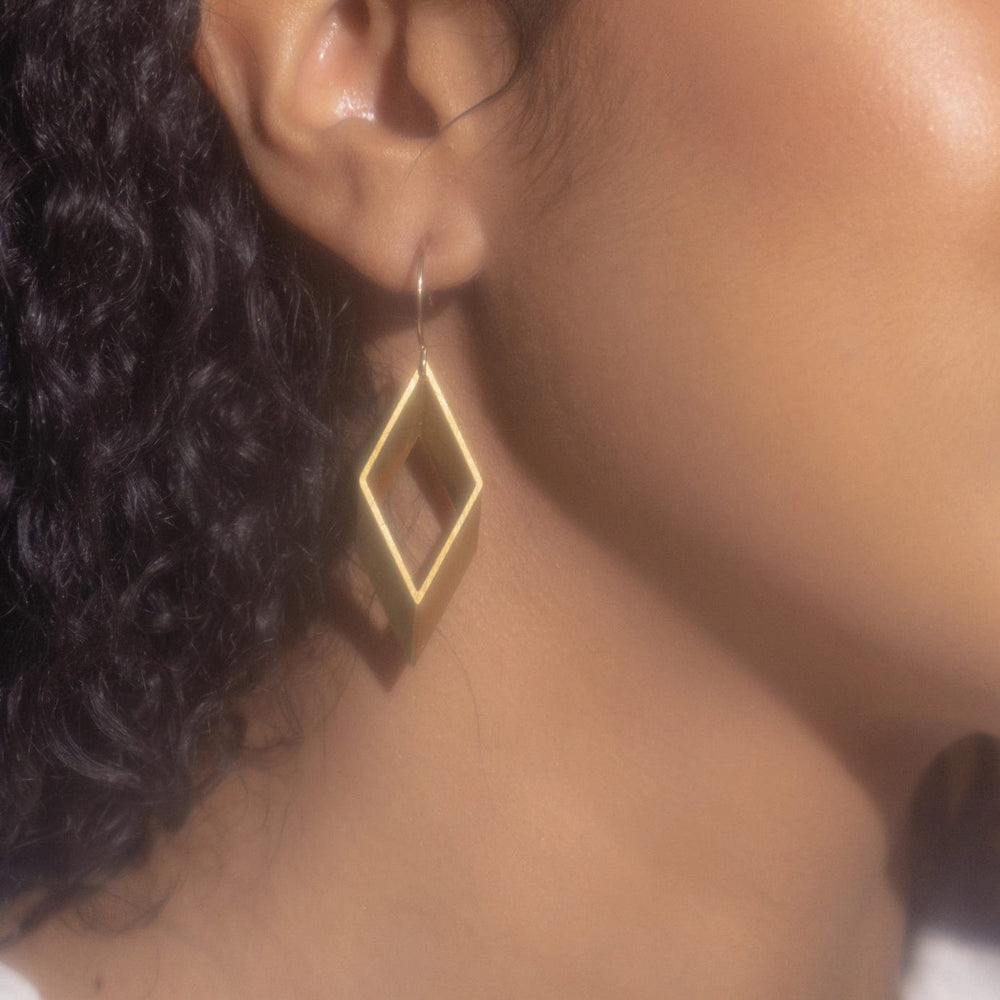 Larissa Loden Earrings Open Brass Diamond Earrings