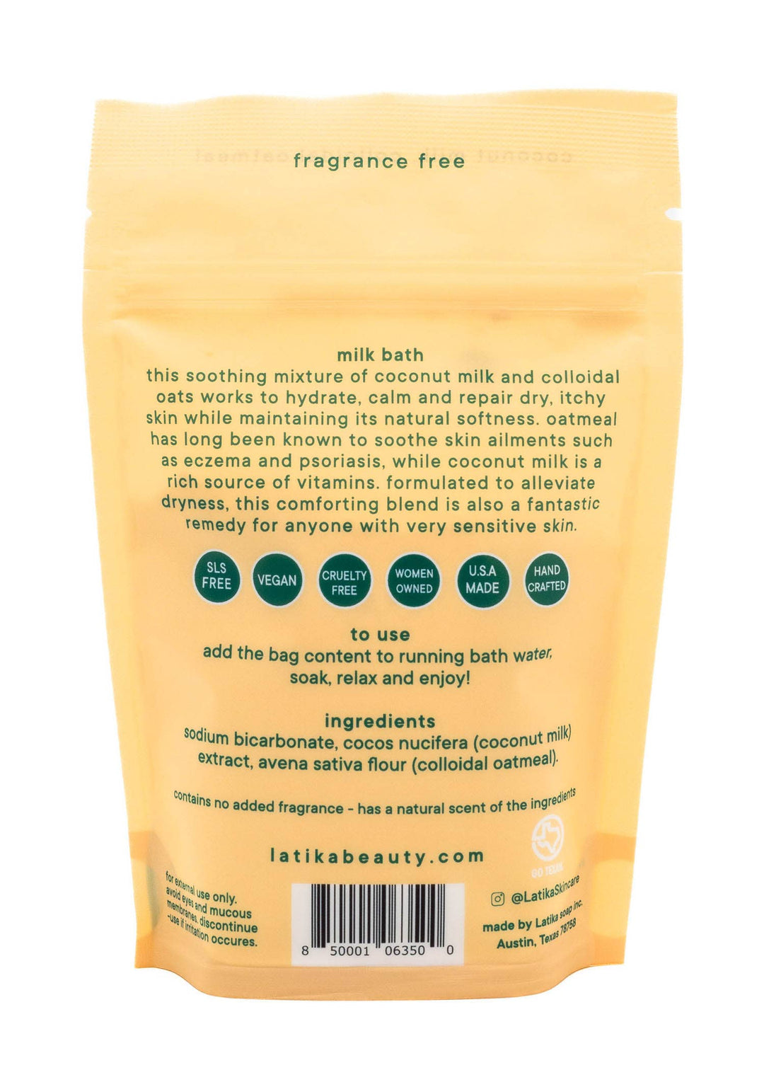 Latika Beauty Gifts Fall Vegan Milk Bath Soak – Fragrance-Free