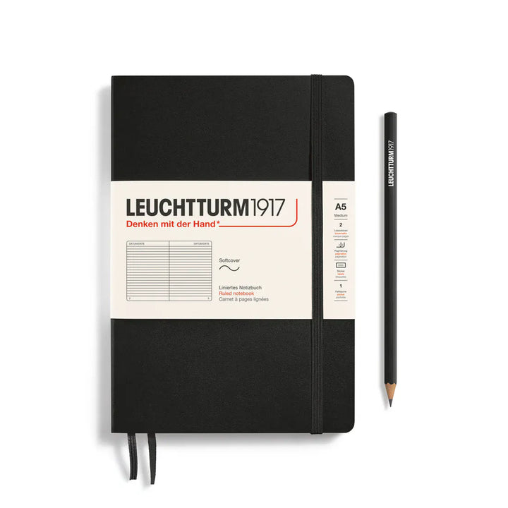 Leuchtturm1917 Paper Lined / Black Leuchtturm1917 Notebook Medium (A5) - Softcover