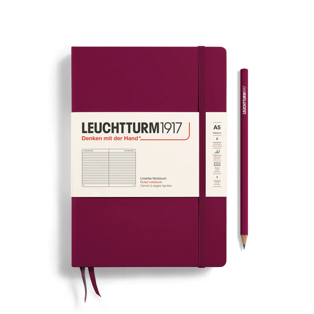 Leuchtturm1917 Paper Lined / Port Red Leuchtturm1917 Notebook Medium (A5) - Hardcover