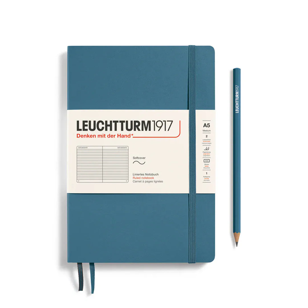 Leuchtturm1917 Paper Lined / Stone Blue Leuchtturm1917 Notebook Medium (A5) - Softcover