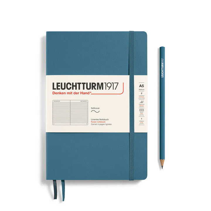 Leuchtturm1917 Paper Lined / Stone Blue Leuchtturm1917 Notebook Medium (A5) - Softcover
