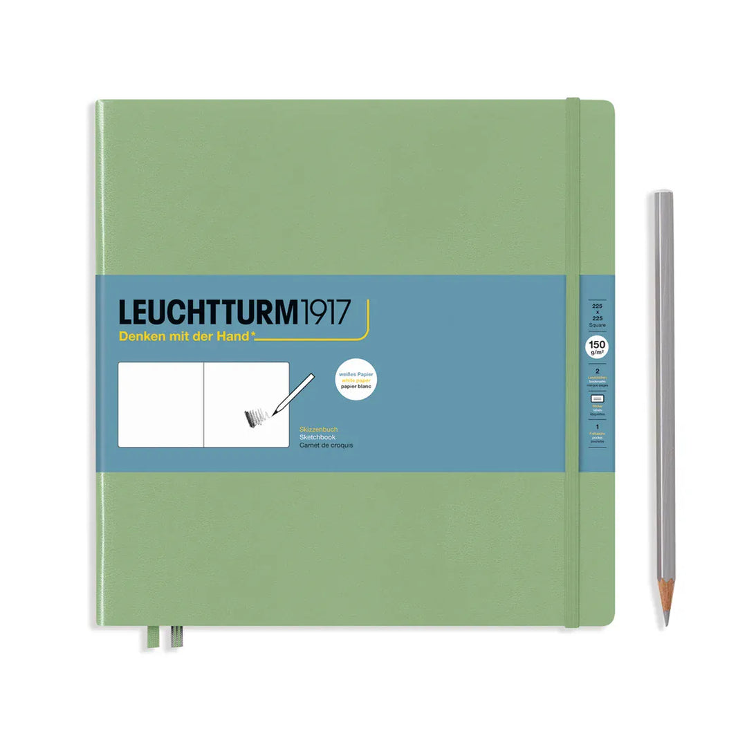 Leuchtturm1917 Paper Square (225 x 225mm) / Sage Leuchtturm Sketchbook, 112 pages, 150 g/sqm