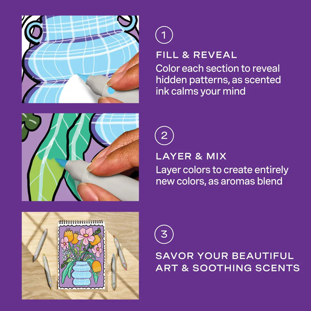 Lifelines Gifts Flowart Color-to-Reveal - Fragrant Blooms
