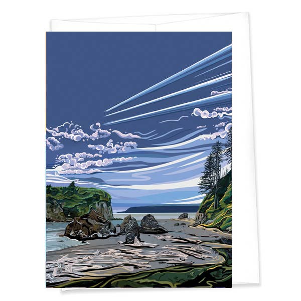 Linda Sholberg Art Card Ruby Beach - Blue  Washington Coast (5x7/A7)