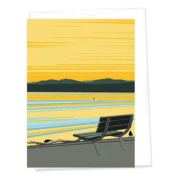 Linda Sholberg Card Beach Sunrise - Dash Point in the Salish Sea Folded Card (Off the Beach)