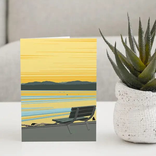 Linda Sholberg Card Beach Sunrise - Dash Point in the Salish Sea Folded Card (Off the Beach)