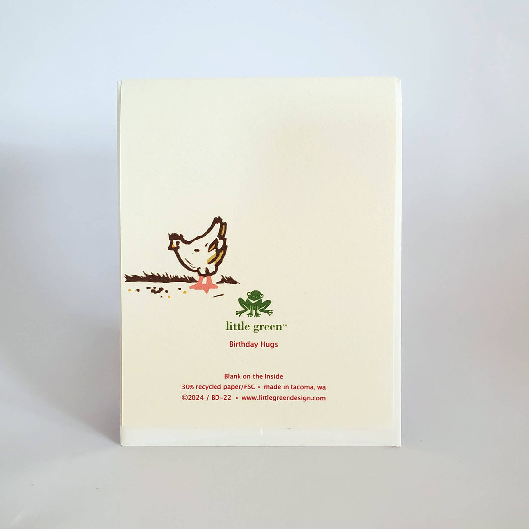 Little Green Card Birthday Hug Chicken Greeting Card