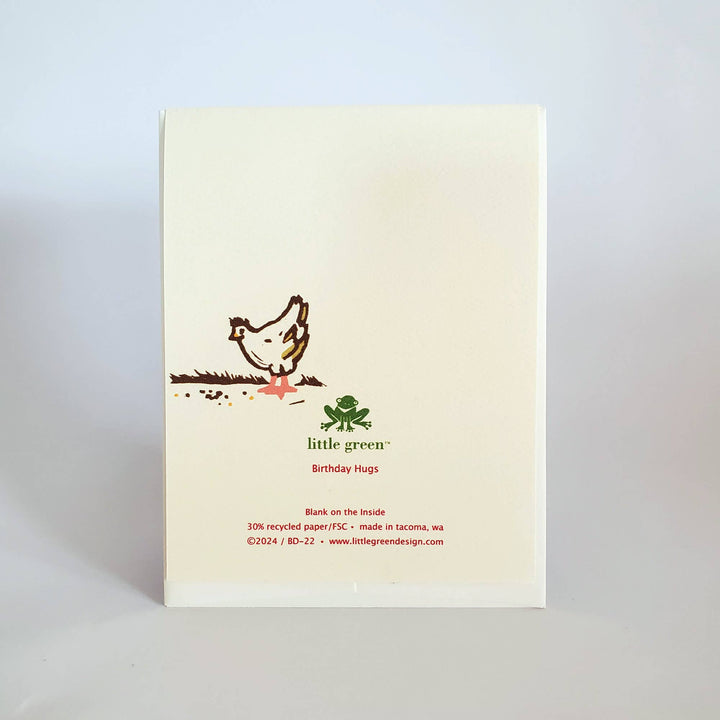 Little Green Card Birthday Hug Chicken Greeting Card