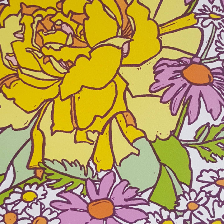 Little Green Card Botanical Yellow Rose Blank Greeting Card