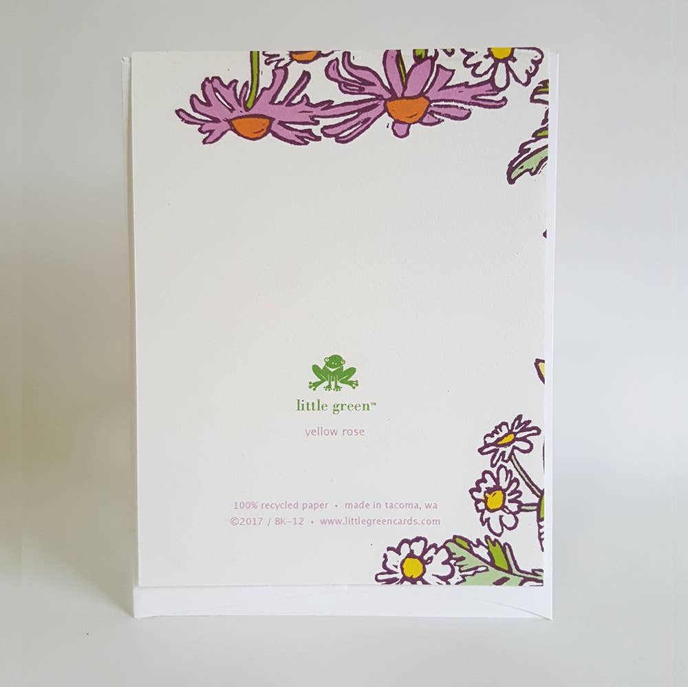 Little Green Card Botanical Yellow Rose Blank Greeting Card