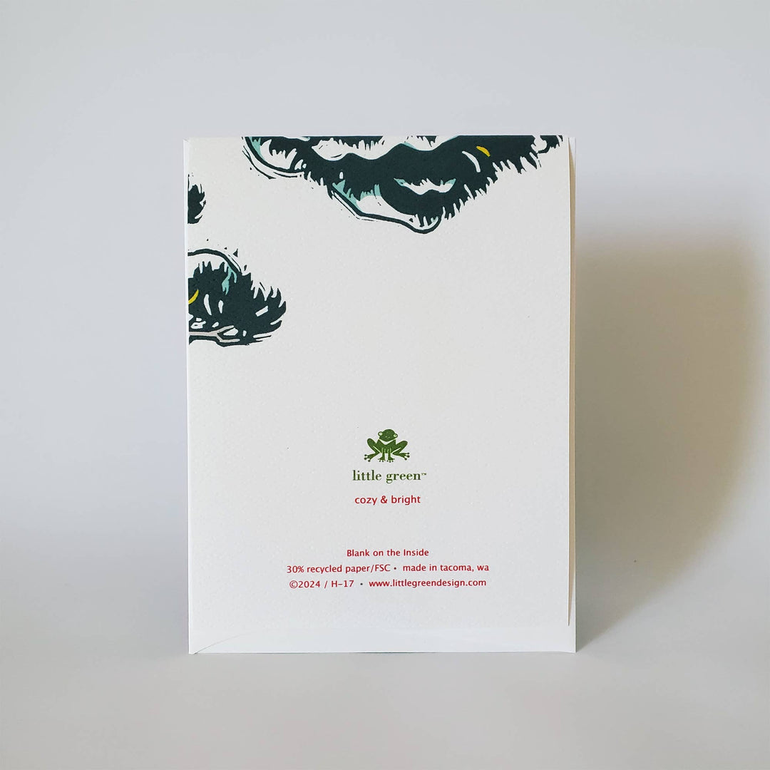 Little Green Card Cozy and Bright Bonsai Holiday Greeting Card, Christmas Card