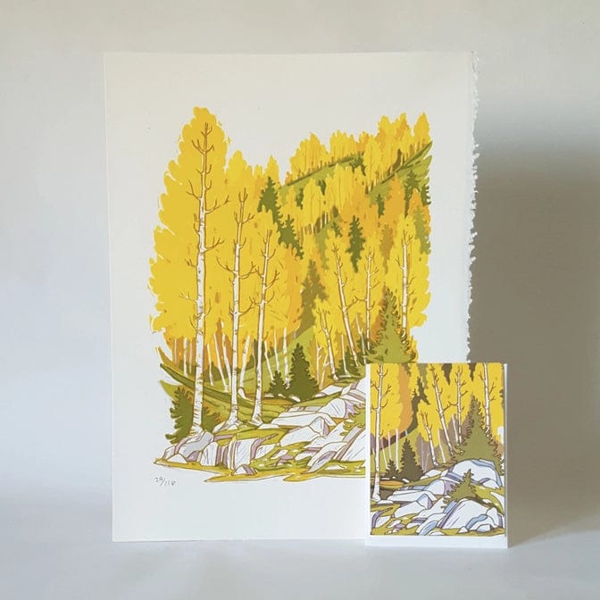 Little Green Card Fall Aspen Landscape Blank Card