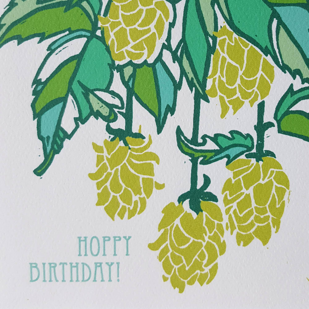 Little Green Card Hoppy Birthday Beer Hops Greeting Card