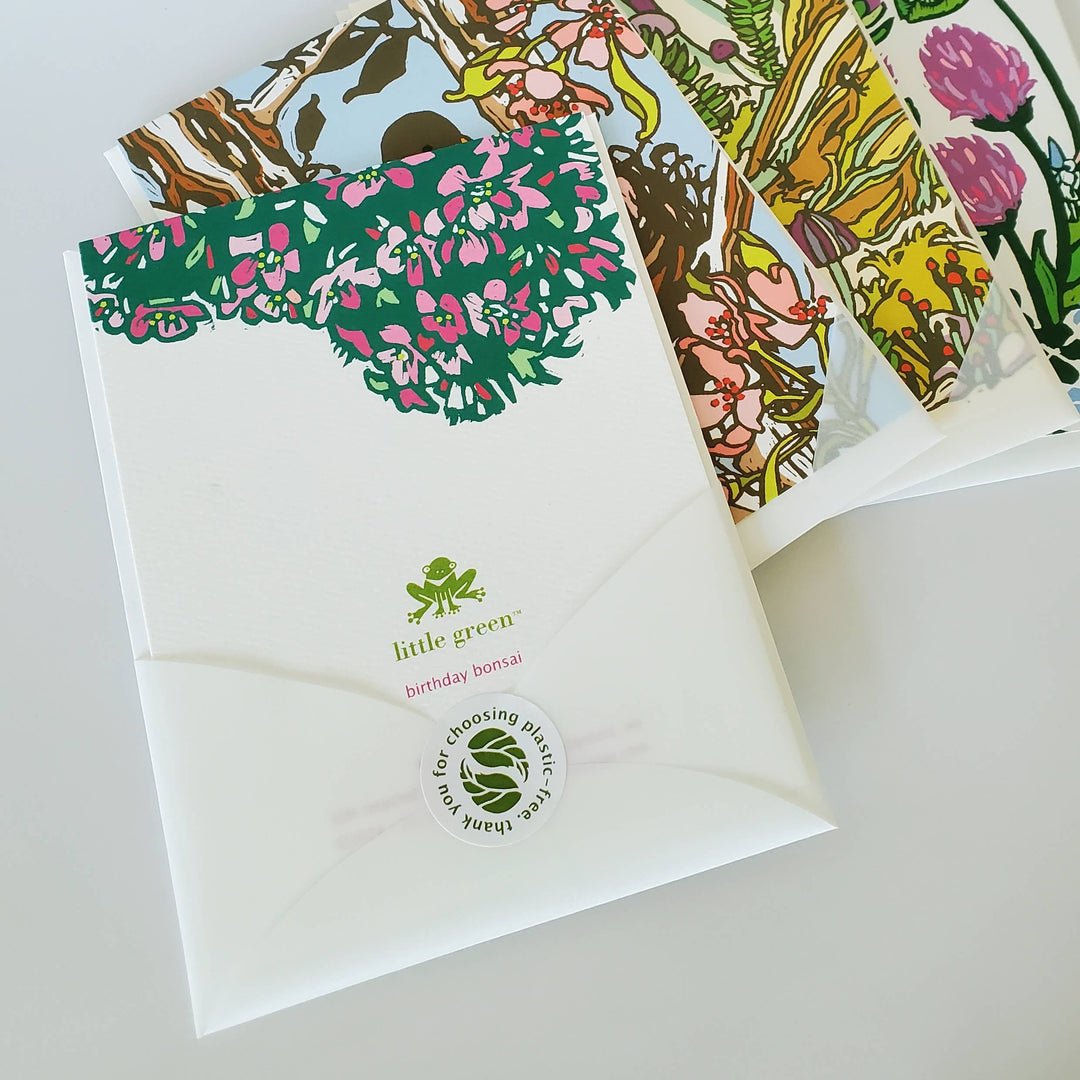 Little Green Card Thank You Camellia Botanical Greeting Card