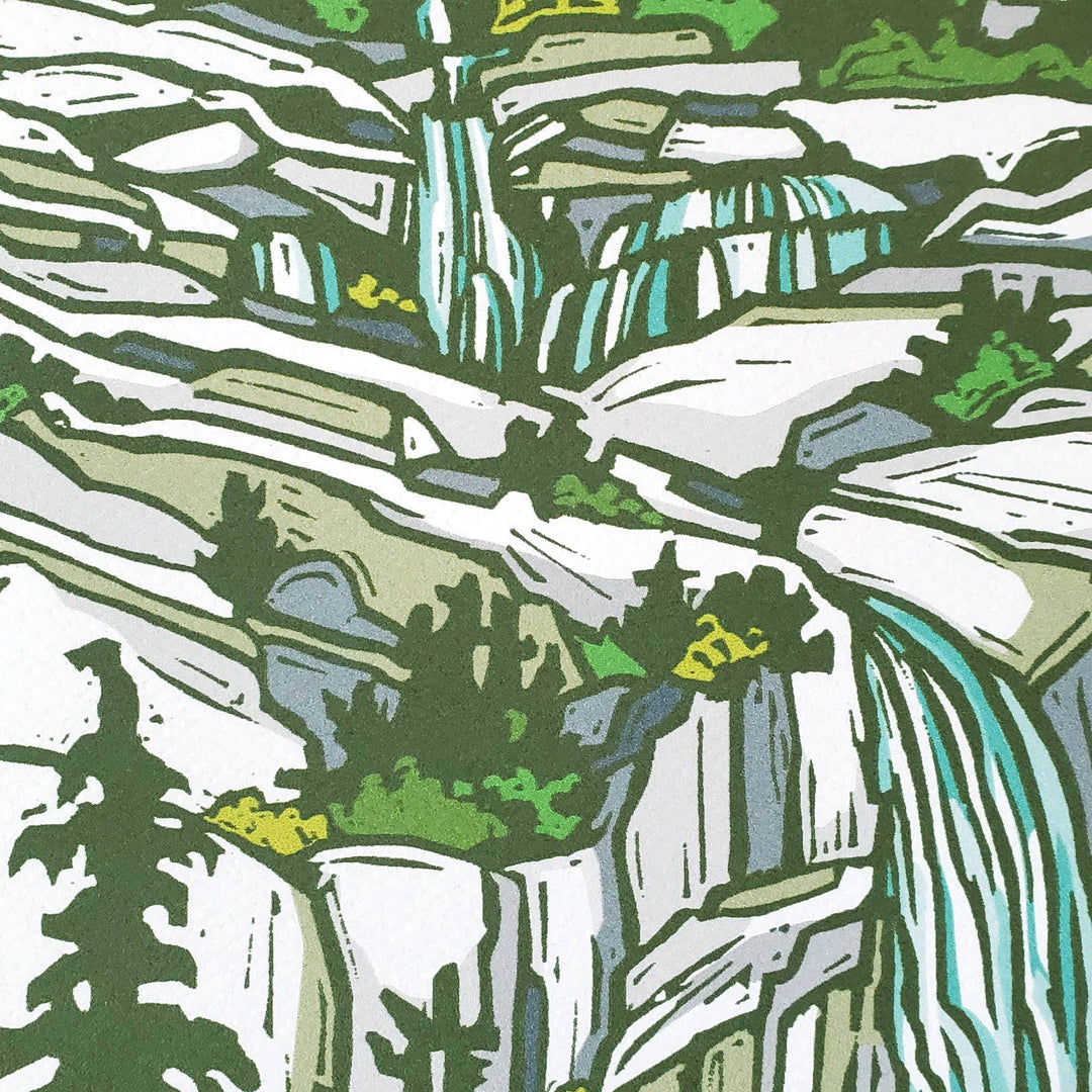 Little Green Cards Mountain Waterfall Landscape Fine Art Blank Notecard