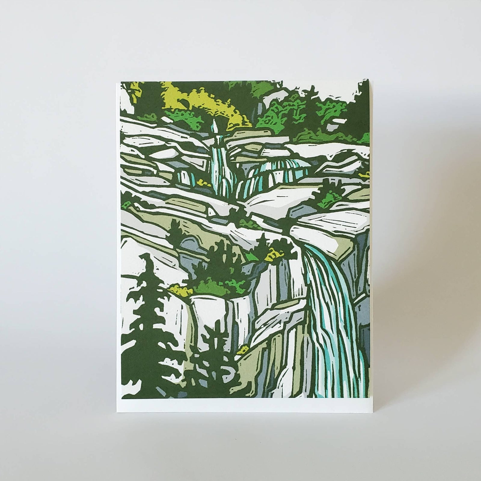 Little Green Cards Mountain Waterfall Landscape Fine Art Blank Notecard