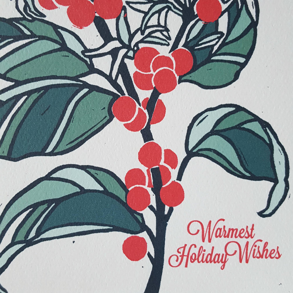 Little Green Cards Warmest Holiday Wishes Botanical Christmas Greeting Card