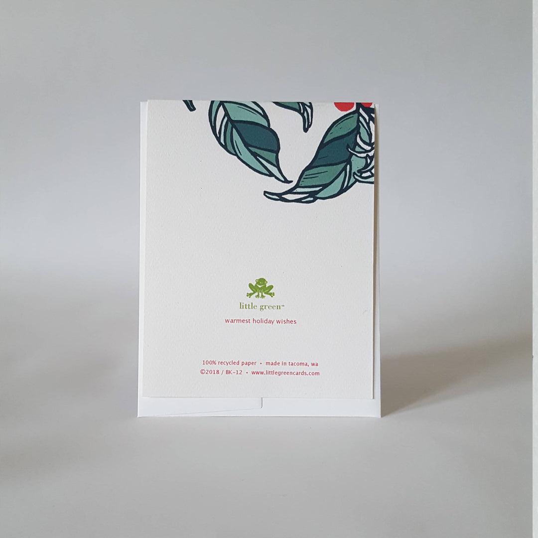 Little Green Cards Warmest Holiday Wishes Botanical Christmas Greeting Card