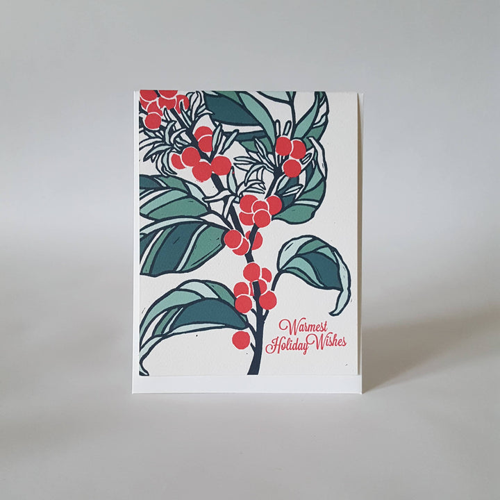 Little Green Cards Warmest Holiday Wishes Botanical Christmas Greeting Card