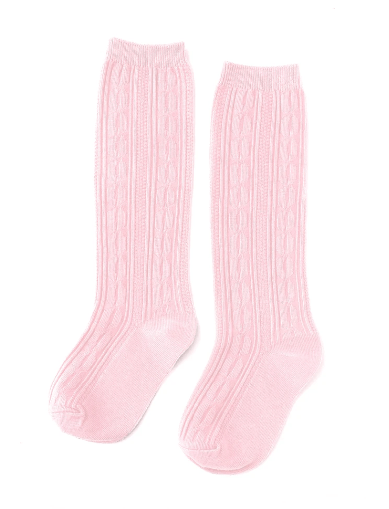 Little Stocking Co. Baby & Toddler Socks & Tights 0/6M Cable Knit Knee High Socks - Bubblegum