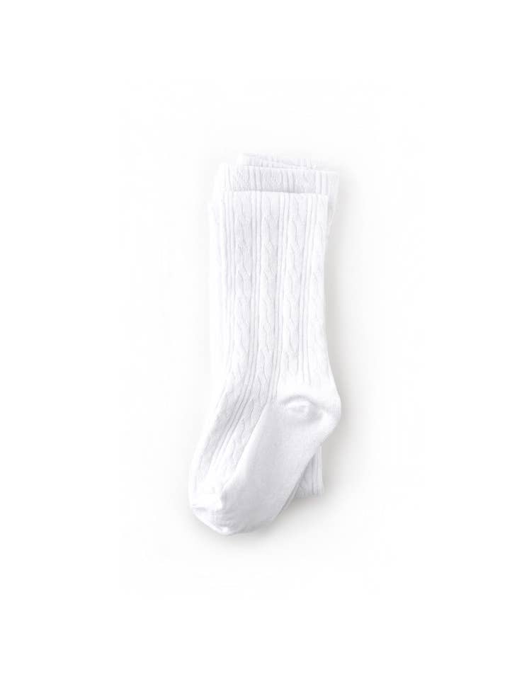 Little Stocking Co. Baby & Toddler Socks & Tights 0-6m White Cable Knit Tights