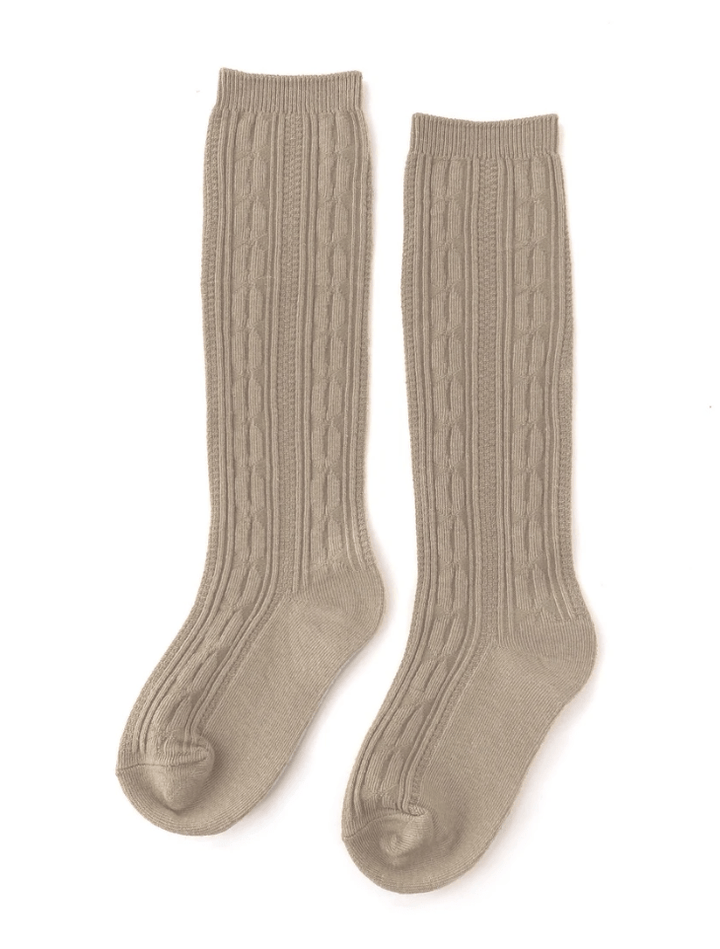 Little Stocking Co. Baby & Toddler Socks & Tights 6/18M Cable Knit Knee High Socks - Oat