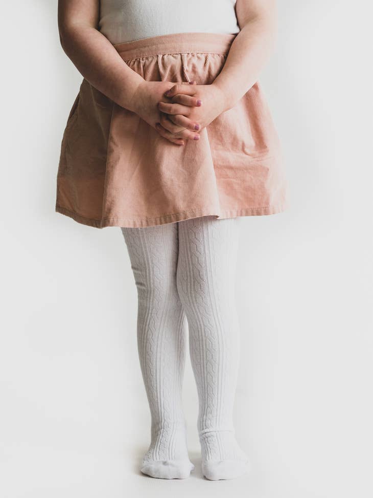 Little Stocking Co. Baby & Toddler Socks & Tights White Cable Knit Tights