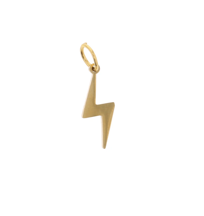 Lotus Jewelry Studio Fashion Cut Out Lightening Bolt Gold Charm