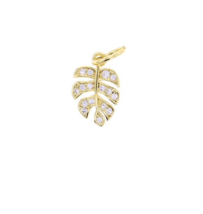 Lotus Jewelry Studio Fashion CZ Monstera Leaf Charm