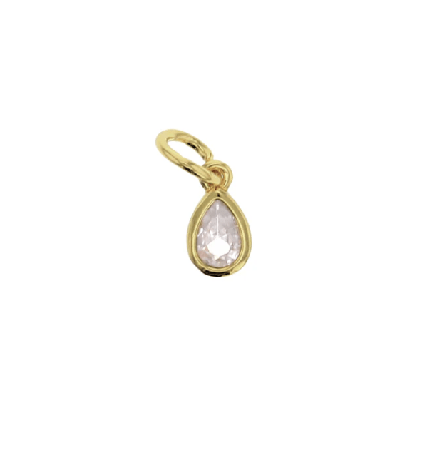 Lotus Jewelry Studio Fashion CZ Waterdrop Gold Charm