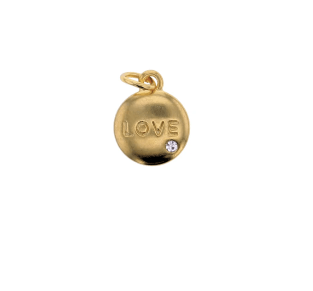 Lotus Jewelry Studio Fashion Love Disc w/ CZ Gold Charm