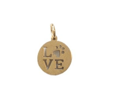 Lotus Jewelry Studio Fashion Pawprint Love Gold Charm