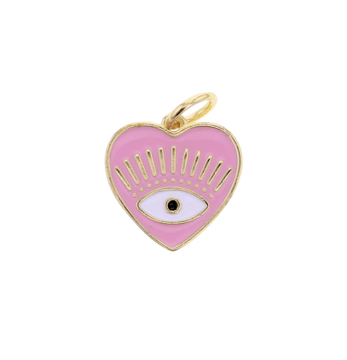 Lotus Jewelry Studio Fashion Pink Enameled Evil Eye Charm