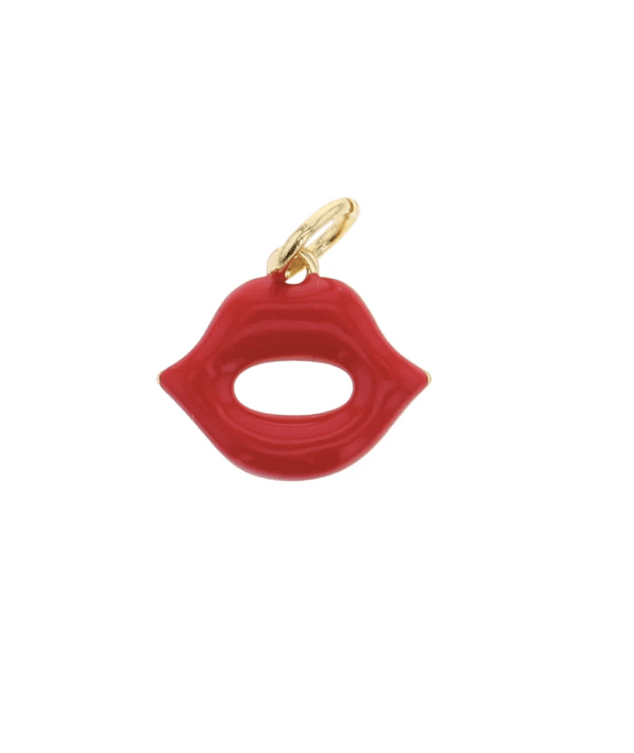Lotus Jewelry Studio Fashion Red Enameled Lips Charm