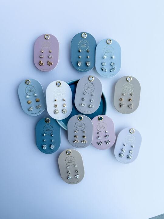 Lotus Jewelry Studio Fashion Silver Plated Modern Earring Trio - Cluster