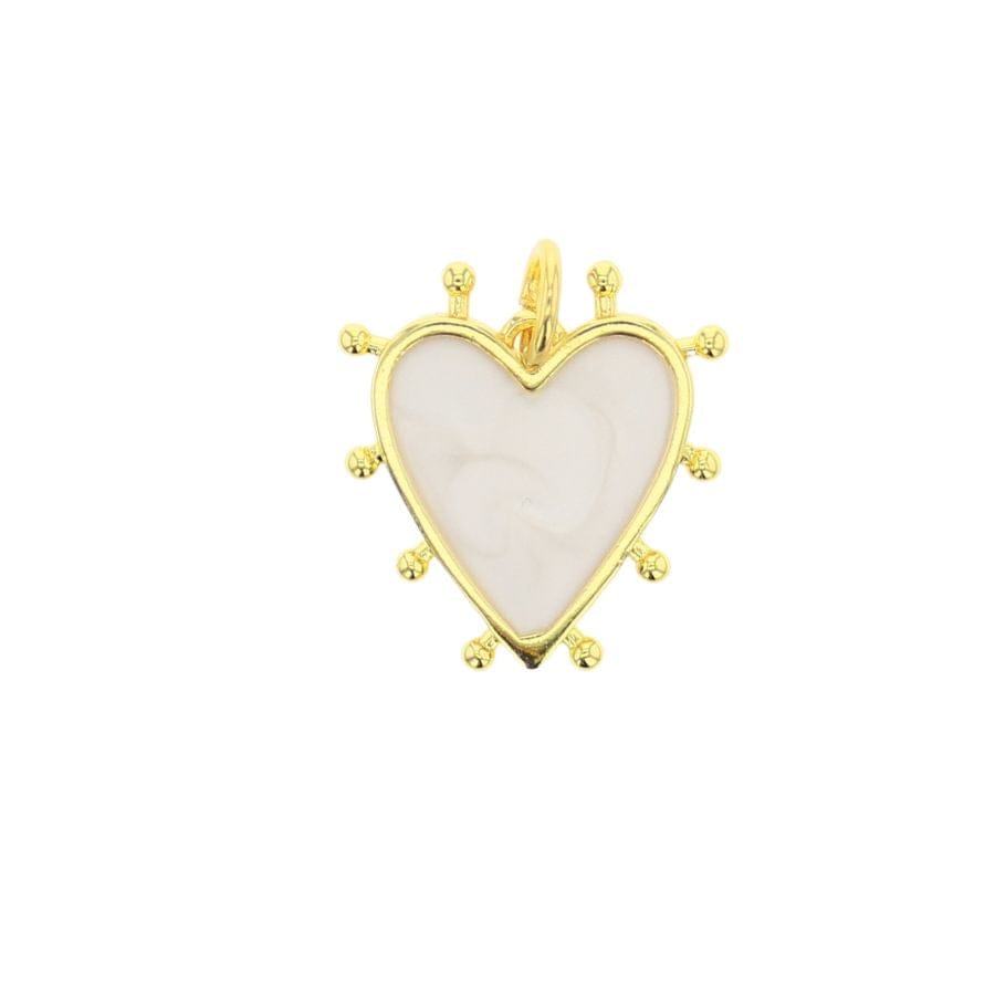 Lotus Jewelry Studio Fashion White Beaded Heart Charm