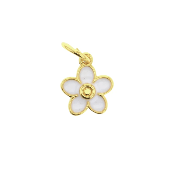 Lotus Jewelry Studio Fashion White Flower Gold Charm
