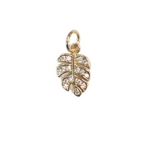 Lotus Jewelry Studio Necklaces CZ Monstera Leaf Charm Gold Charms