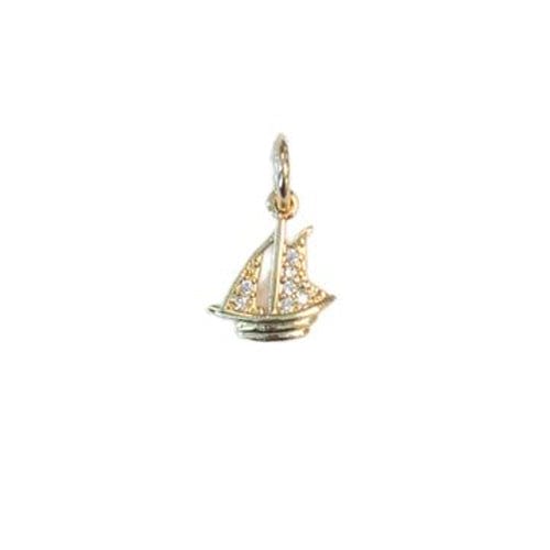 Lotus Jewelry Studio Necklaces CZ Sailboat Gold Charms